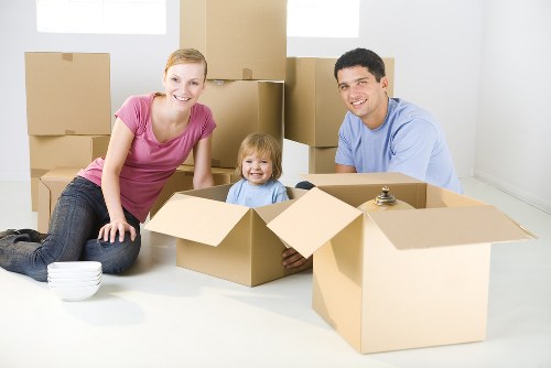 Office removals team preparing a commercial move in central London