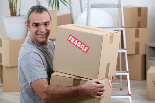 Urban relocation planning in London with packed boxes