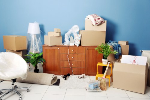 Packing desks and office equipment for a commercial move