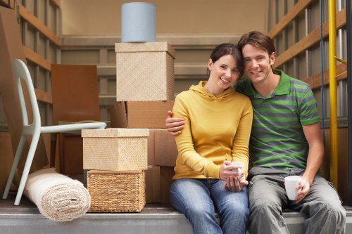 Boxes and furniture loaded for a London removal service
