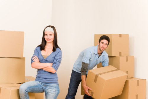 Packed boxes and household items prepared for relocation