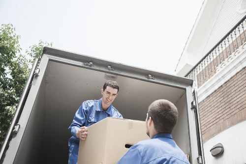 London street setting showing practical moving access for a removal van
