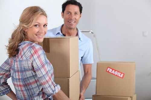 Packed boxes and furniture ready for a home removal in London