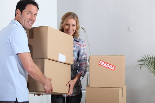 Household furniture being carried from a London flat