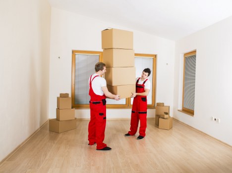 Professionals handling packing and household items during a move